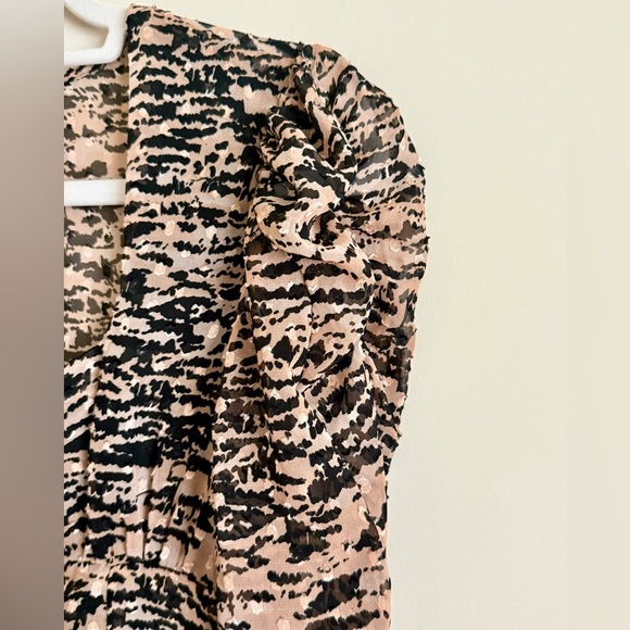 Zara Animal Print Milkmaid Dress with Velvet Bow - Size M - Picture 5 of 14